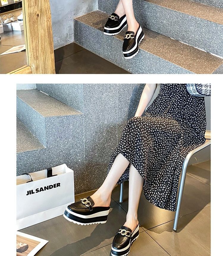 Platform Detail Mules Chain Loafer