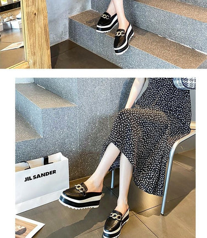 Platform Detail Mules Chain Loafer