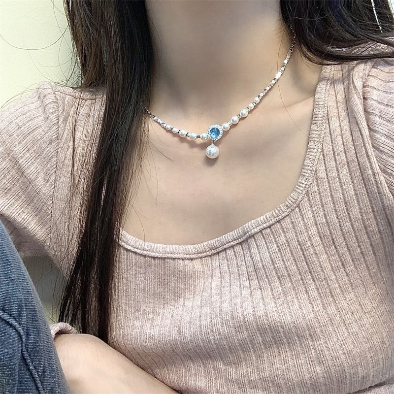 Pendant Alloy Choker Pearl Rhinestone Faux
