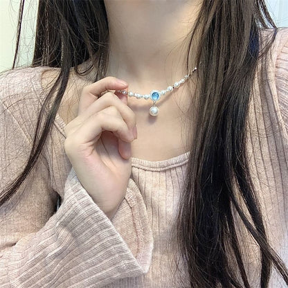 Pendant Alloy Choker Pearl Rhinestone Faux
