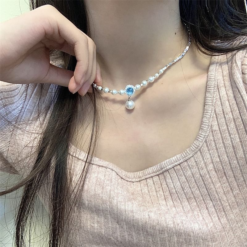 Pendant Alloy Choker Pearl Rhinestone Faux