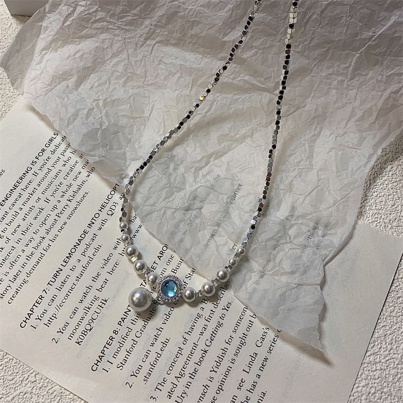 Pendant Alloy Choker Pearl Rhinestone Faux