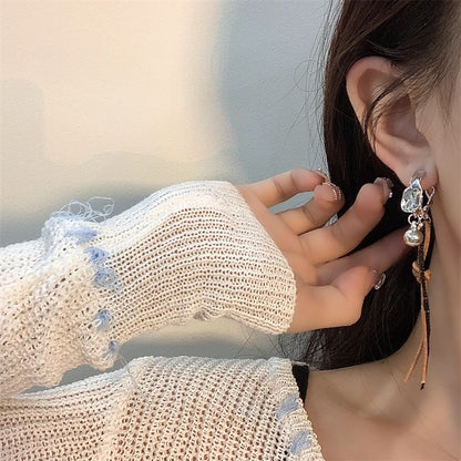Cord Faux Leather Earring Alloy Dangle