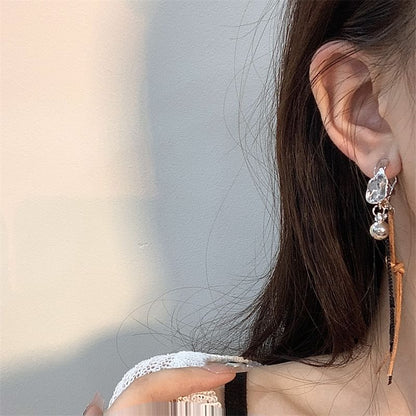 Cord Faux Leather Earring Alloy Dangle