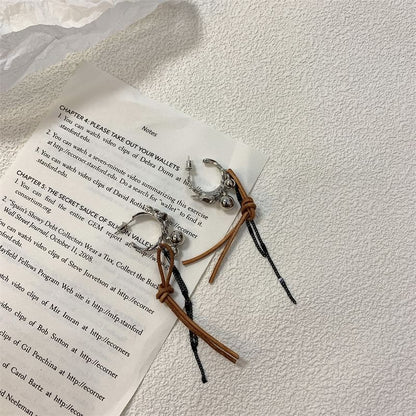 Cord Faux Leather Earring Alloy Dangle