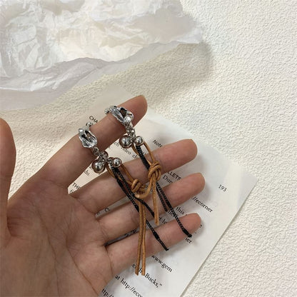 Cord Faux Leather Earring Alloy Dangle