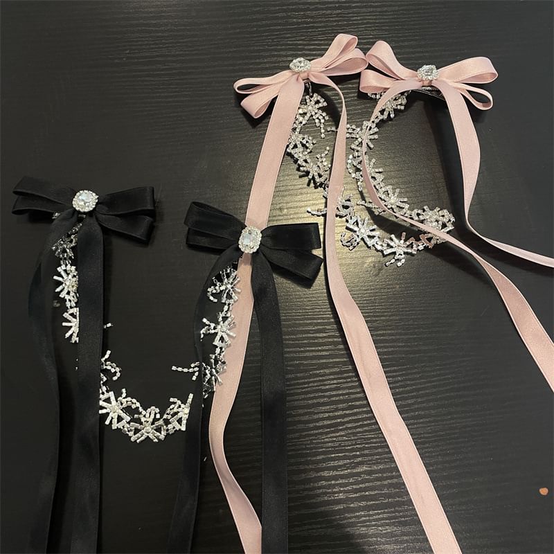 Ribbon Rhinestone Hair Clip