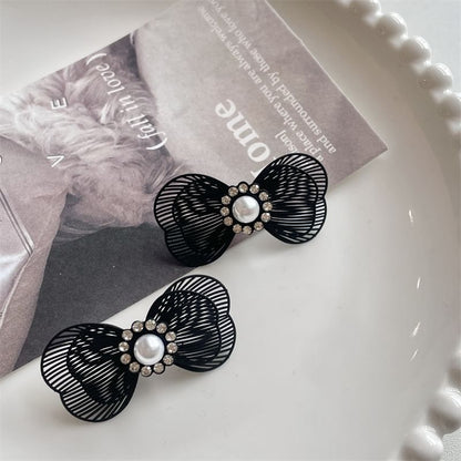 Pearl Faux Stud Bow Earring Alloy