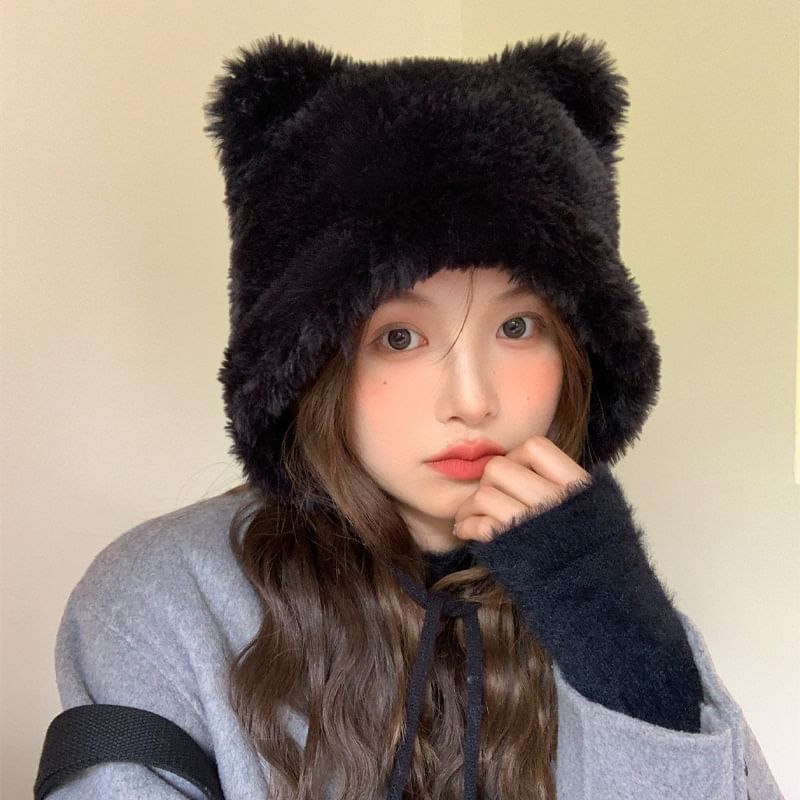Sample Bear Ear Pom Pom Chenille Hat