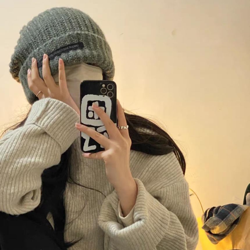 Knit Beanie Lettering Applique