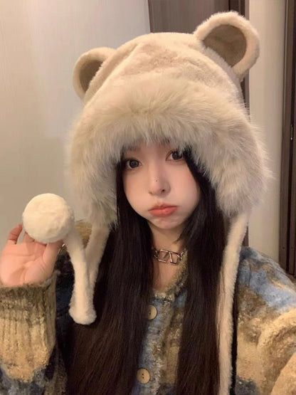 Fluffy Bonnet Bear Hat Ear