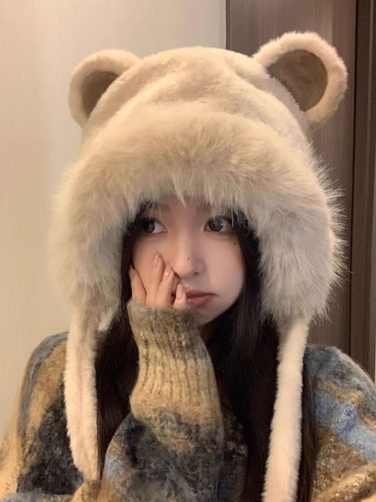 Fluffy Bonnet Bear Hat Ear
