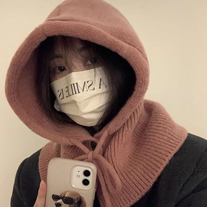 Plain Buttoned Balaclava Knit