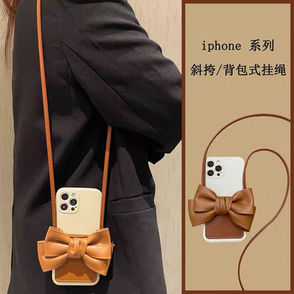 Faux Bow Phone Case Leather