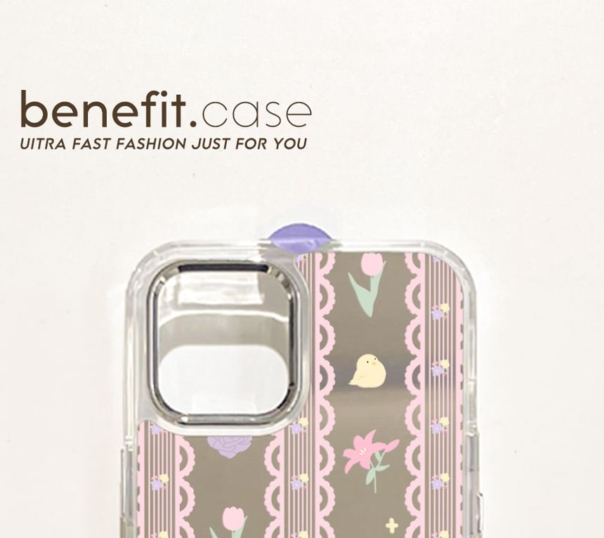 Phone Print Mirrored Case Floral Lace