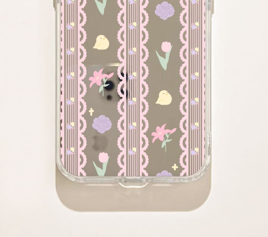Phone Print Mirrored Case Floral Lace