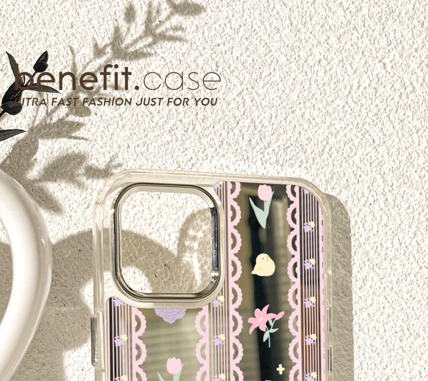 Phone Print Mirrored Case Floral Lace