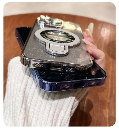 Glitter Stand Case Ring Phone