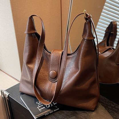 Plain Leather Faux Tote Bag