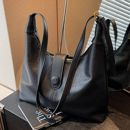 Plain Leather Faux Tote Bag