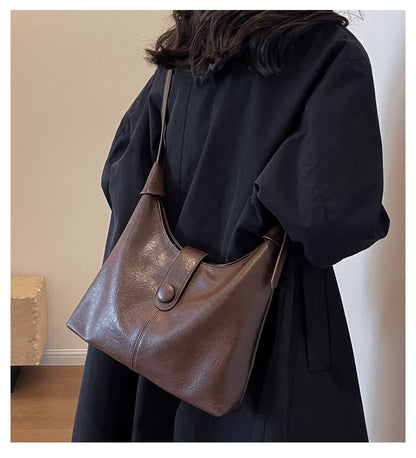 Plain Leather Faux Tote Bag