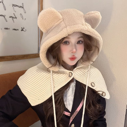 SampleBear Ear Faux Shearling Balaclava