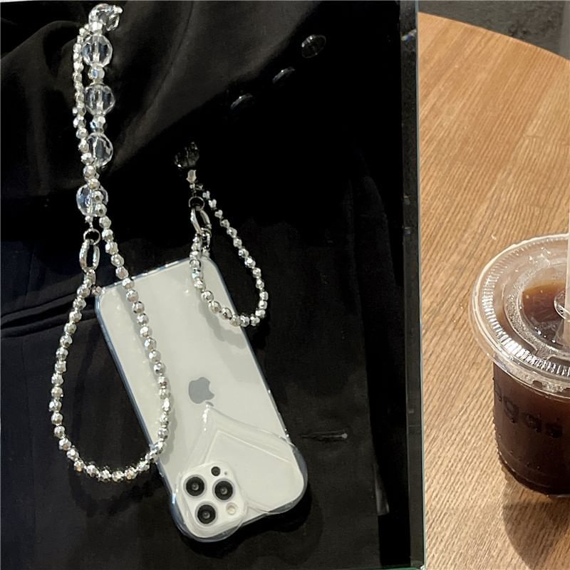 Chain Phone Crystal Transparent Case Heart Faux