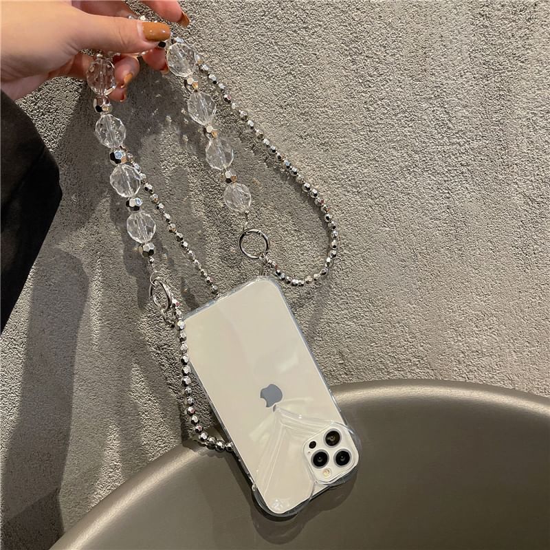 Chain Phone Crystal Transparent Case Heart Faux