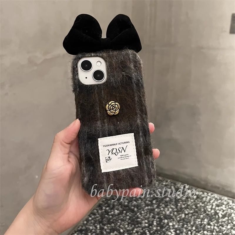 Phone Floral Bow Chenille Case