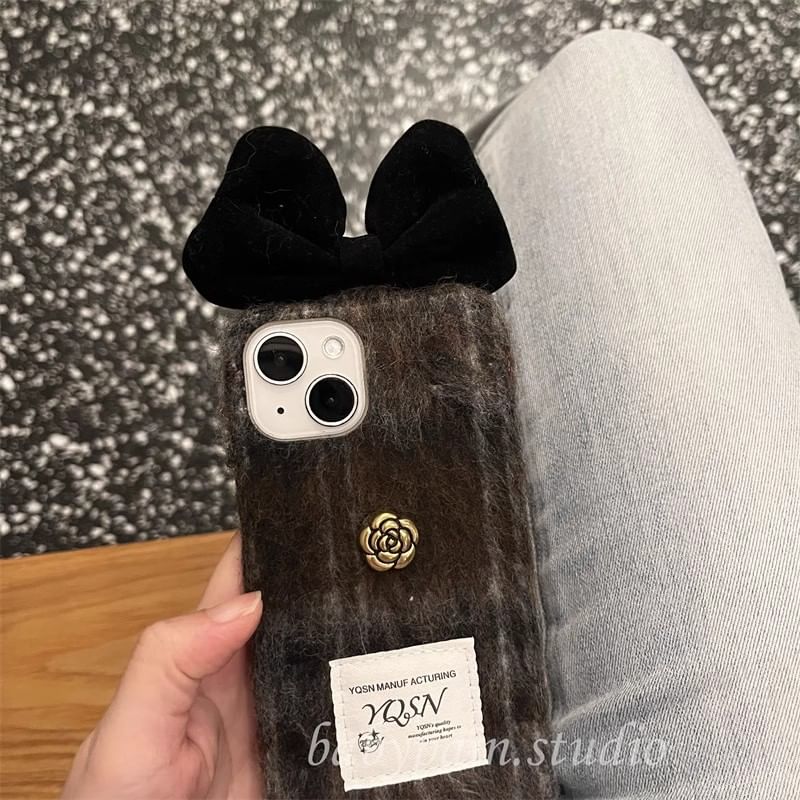 Phone Floral Bow Chenille Case