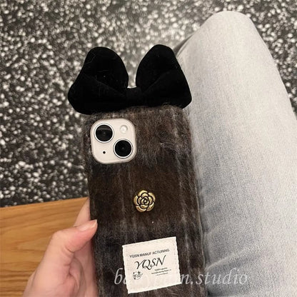 Phone Floral Bow Chenille Case