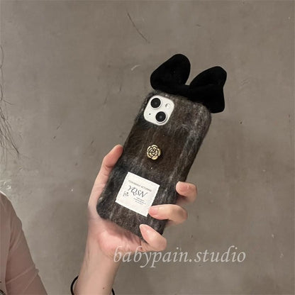Phone Floral Bow Chenille Case