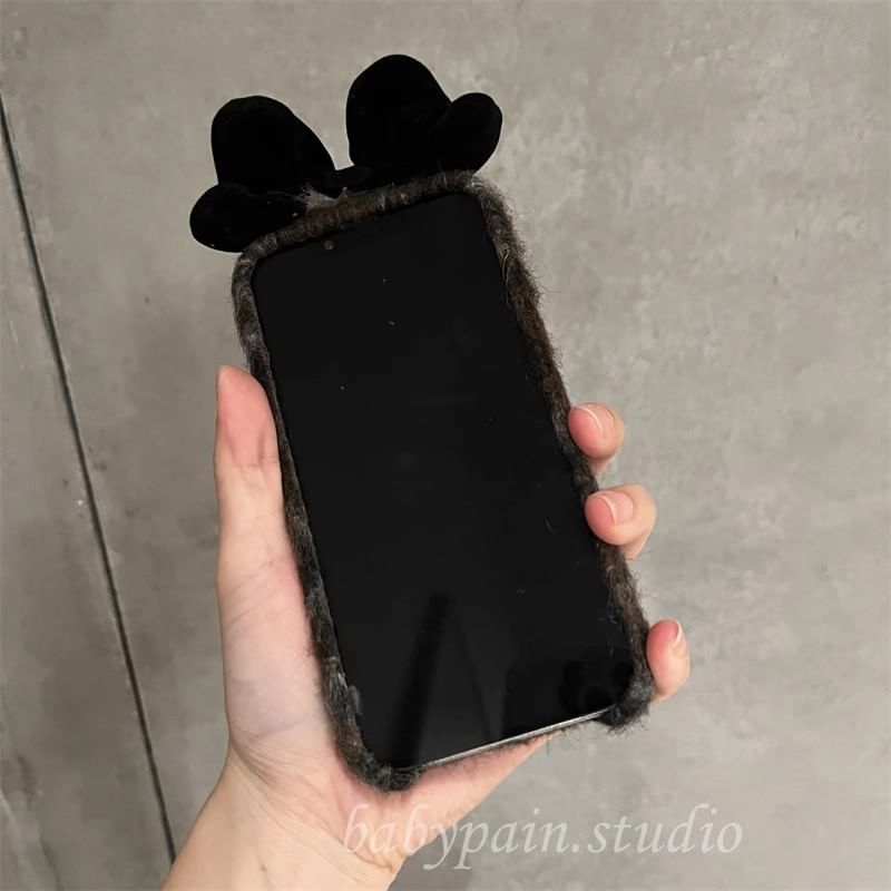 Phone Floral Bow Chenille Case