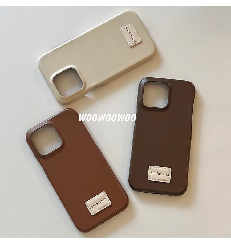 Applique Lettering Case Faux Phone Leather