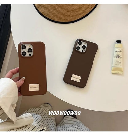 Applique Lettering Case Faux Phone Leather