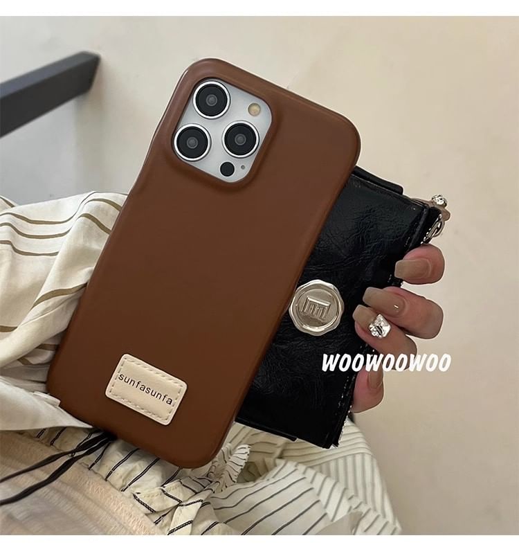 Applique Lettering Case Faux Phone Leather