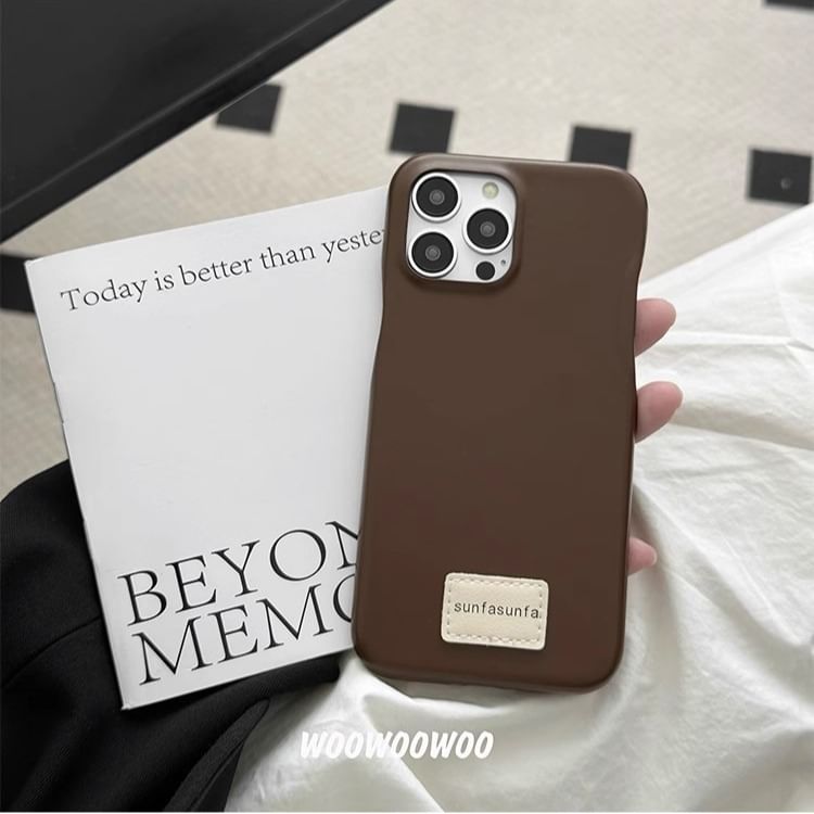 Applique Lettering Case Faux Phone Leather
