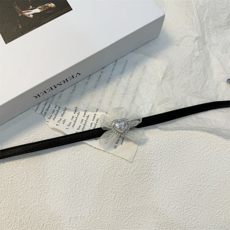 Heart Floral Leather Faux Choker