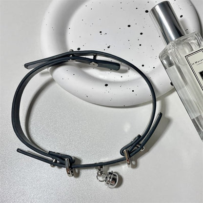 Pendant Choker Faux Bell Leather