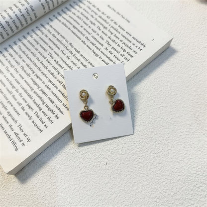 Pearl Heart Earring Faux Drop
