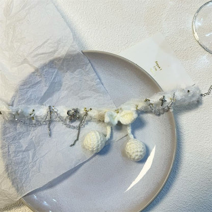 Bead Cherry Fringed Fabric Choker