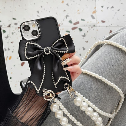 Lanyard Faux Case Phone Pearl Bow