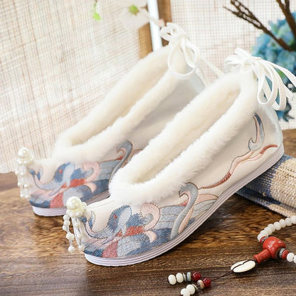 Embroidered Fluffy Hanfu Flats
