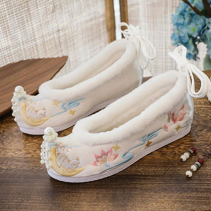 Embroidered Fluffy Hanfu Flats