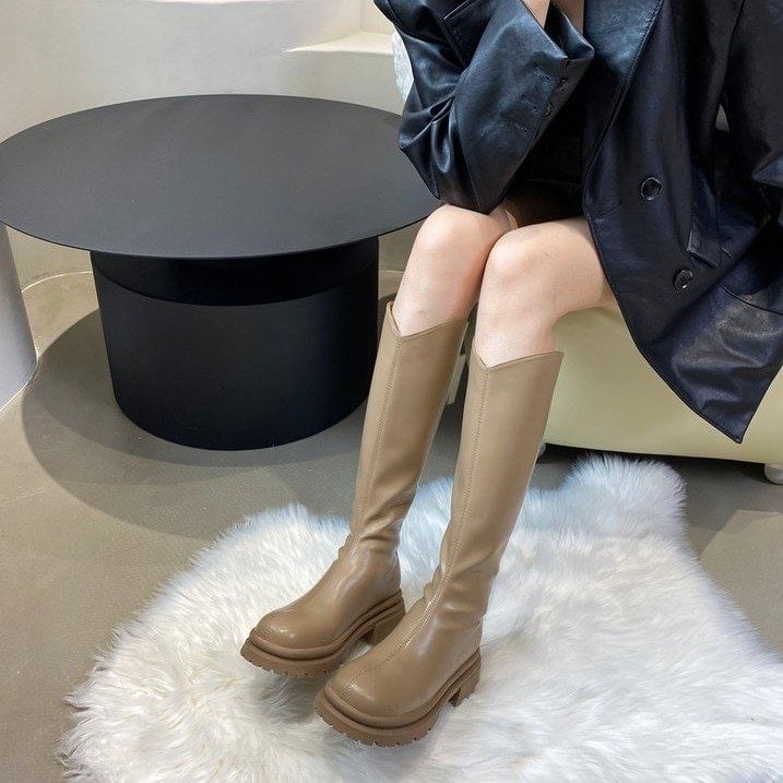 Plain Platform Tall Boots