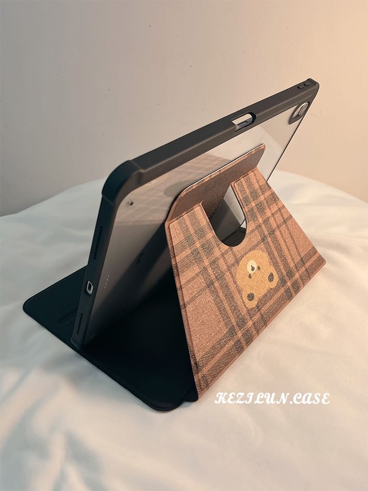 iPad Case Bear Plaid