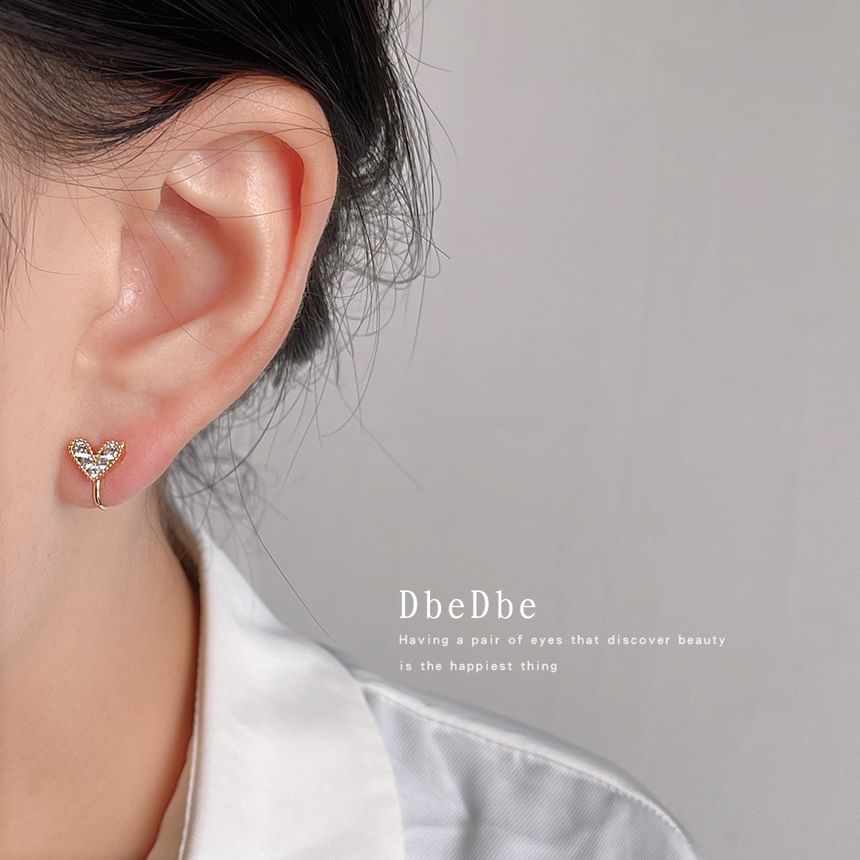 Ear Heart Rhinestone Alloy Cuff