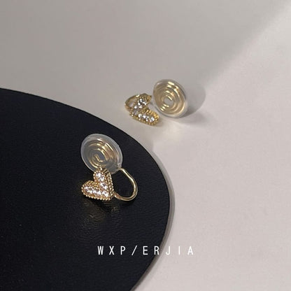 Ear Heart Rhinestone Alloy Cuff