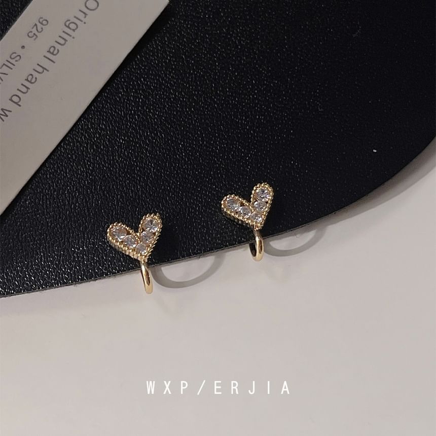 Ear Heart Rhinestone Alloy Cuff