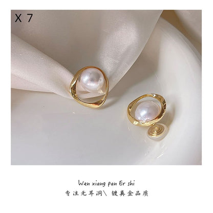 Ear Alloy Pearl Faux Hoop Cuff